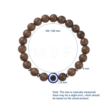 Unisex Wood Beads Stretch Bracelets BJEW-JB04956-1