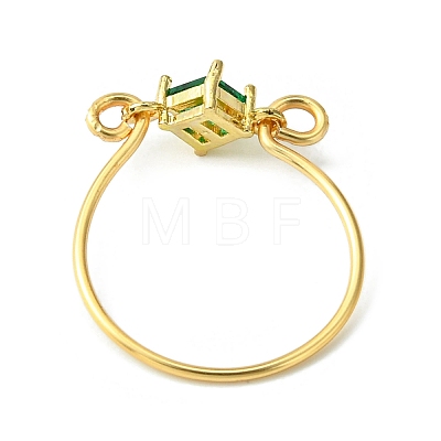 Glass Rhombus Finger Ring RJEW-JR00589-1