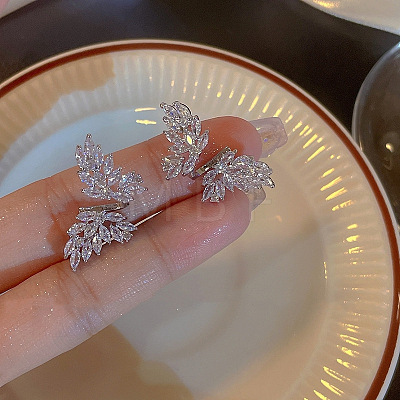 Alloy Rhinestone Stud Earrings FS-WG3091A-03-1