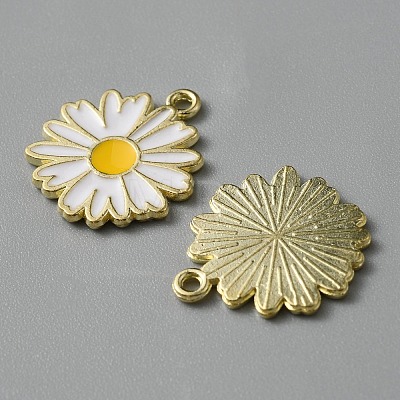 Light Gold Plated Alloy Enamel Pendants ENAM-WH0001-36LG-01-1