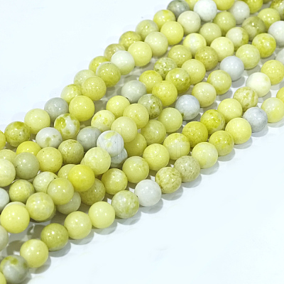 Natural Yellow Mustard Jasper Beads Strands G-Q462-6mm-39-1