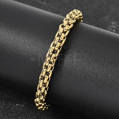 304 Stainless Steel Box Chian Bracelets for Women Men BJEW-K305-13G-1