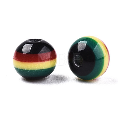 Ghana Jamaica Reggae Stripe Resin Beads RESI-N026-001B-01-1