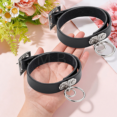 2Pcs Punk Rock Style Cowhide Leather Choker Necklaces NJEW-CL0001-40-1