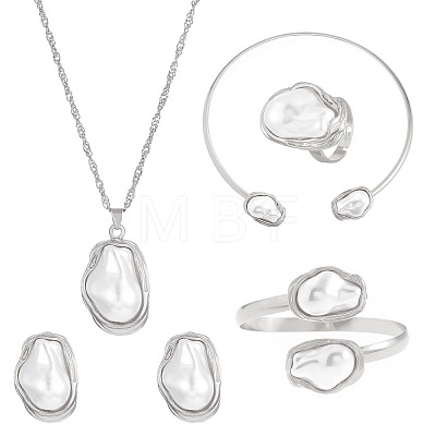 Oval Alloy & Plastic Pearl Jewelry Sets WGB491C-24-1