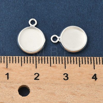Flat Round Brass Pendant Cabochon Settings X-KK-K414-14B-S-1