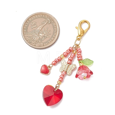 Glass Seed Beaded Pendant Decorations HJEW-MZ00405-02-1
