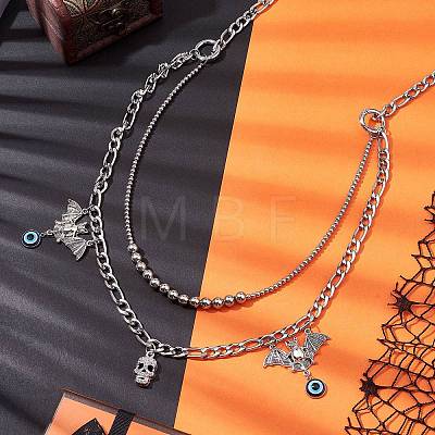 Halloween 304 Stainless Steel Double Layer Waist Chain Belts NJEW-C00036-1