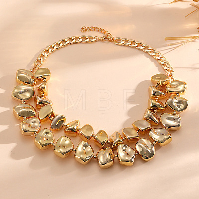 CCB Nuggets Beaded Double Layer Necklaces with Alloy Chains for Women WG24CCD-01-1