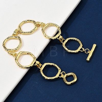 Brass Hexagon Link Chain Bracelets for Women Men BJEW-G740-05G-1