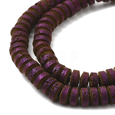 Electroplated Natural Lava Rock Beads Strands G-Q1009-F01-01D-1