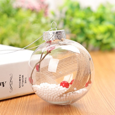 Transparent Plastic Fillable Ball Pendants Decorations XMAS-PW0002-02B-05-1