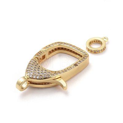 Brass Micro Pave Cubic Zirconia Lobster Claw Clasps ZIRC-F110-02D-G-1