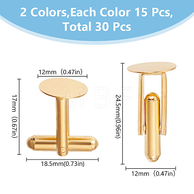 HOBBIESAY 30Pcs 2 Colors Brass Cufflinks for Men FIND-HY0003-47-1