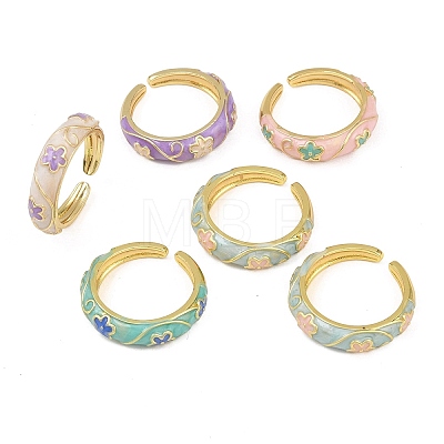 Brass Open Cuff Rings for Women RJEW-K305-03A-G-1