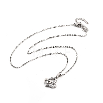 304 Stainless Steel Crystal Rhinestone Heart Pendant Cable Chain Necklaces for Women NJEW-Z056-01A-P-1