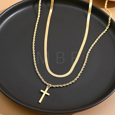 2Pcs Alloy Cross Pendant Necklace Sets PW-WG2F292-01-1