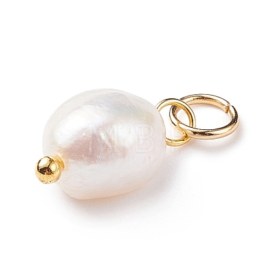 Grade B Natural Cultured Freshwater Pearl Charms X-PALLOY-JF01497-01-1