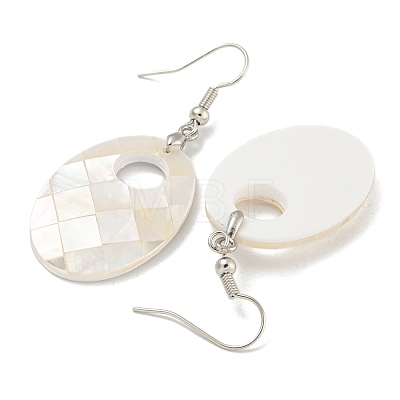 Rack Plating Brass Natural White Shell Dangle Earrings EJEW-N055-52J-1