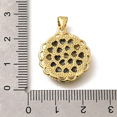 Brass with Natural Shell Carved Pendants KK-Z091-05G-02-1