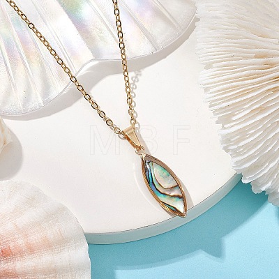 Natural Paua Shell Pendant Necklaces NJEW-JN05141-01-1