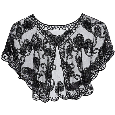 Polyester with Plastic Sequin Shawls AJEW-BM0001-60B-1