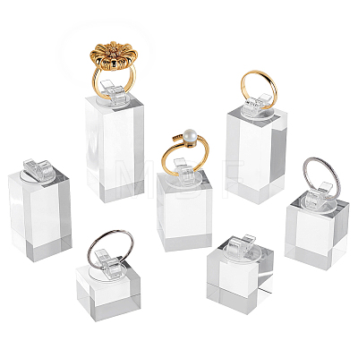 7Pcs 7 Sizes Acrylic Ring Display Riser Stand Sets ODIS-WH0099-256A-1