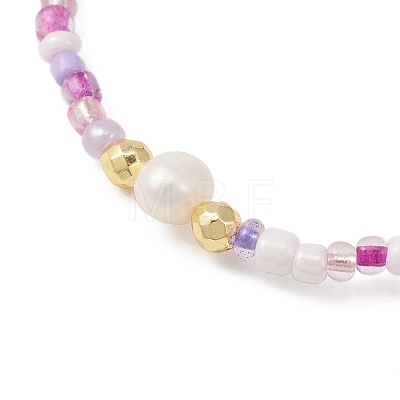 3Pcs 3 Color Natural Pearl & Seed Beaded Stretch Bracelets Set BJEW-JB09437-1