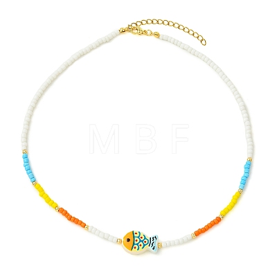 Glass & Brass Beaded Necklaces NJEW-JN06622-1