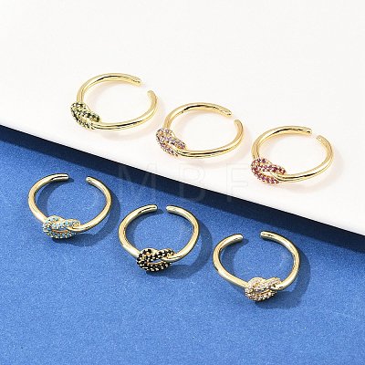 Brass Micro Pave Cubic Zirconia Finger Rings RJEW-C153-01G-1