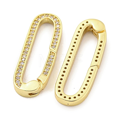 Rack Plating Brass Micro Pave CLear Cubic Zirconia  Spring Gate Clasps KK-Q814-13G-1