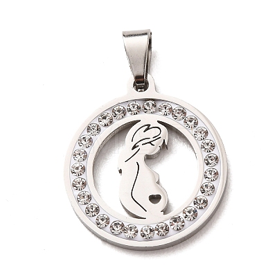 Mother's Day 304 Stainless Steel Enamel Pendants STAS-F368-02A-P-1