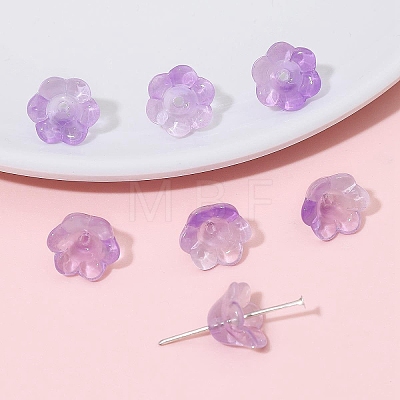 10Pcs Gradient Color Transparent Glass Bead Caps PW-WG464DA-07-1