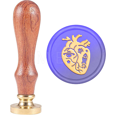 Brass Wax Seal Stamp with Handle AJEW-WH0184-1028-1