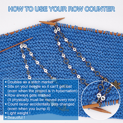 Flower & Bird Alloy Pendant Crochet Counter Chain HJEW-PH01841-1