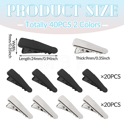 40Pcs 2 Colors Iron Alligator Hair Clip Findings PHAR-TADJ0001-12-1