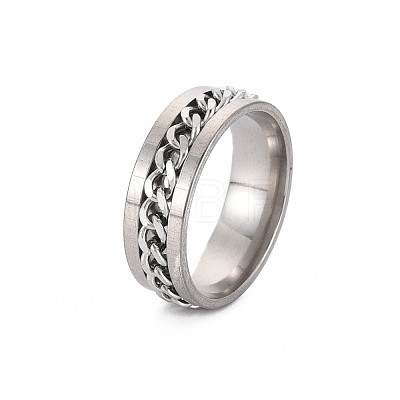 Men's 201 Stainless Steel Curb Chain Finger Ring RJEW-N029-085-1