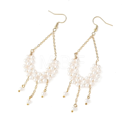 Shell Pearl Beads Dangle Earrings EJEW-JE07453-1