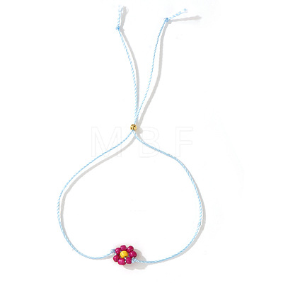 Daisy Charm Glass Seed Bead Slider Bracelets JL6020-7-1