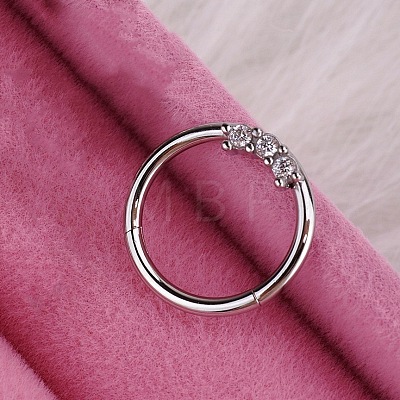 316L Stainless Steel Micro Pave Cubic Zirconia Hoop Nose Rings WG5D603-21-1