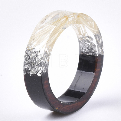 Epoxy Resin & Ebony Wood  Rings RJEW-S043-01D-05-1