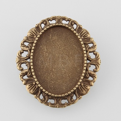 Vintage Alloy Brooch Cabochon Bezel Settings PALLOY-O038-30AB-NF-1