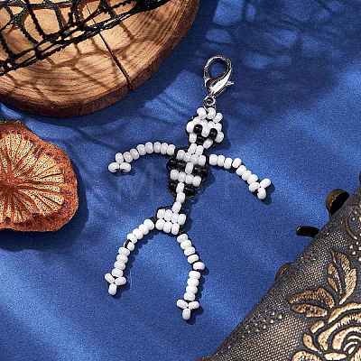 Handmade Seed Beads  Keychain Pendants Decoration HJEW-MZ00063-1