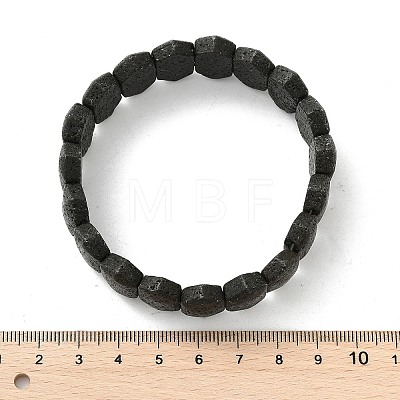 Rhombus Frosted Natural Lava Rock Bead Stretch Bracelets for Women Men BJEW-C097-03A-1