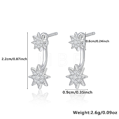 Rhodium Plated 925 Sterling Silver Front Back Stud Earrings UH8089-1