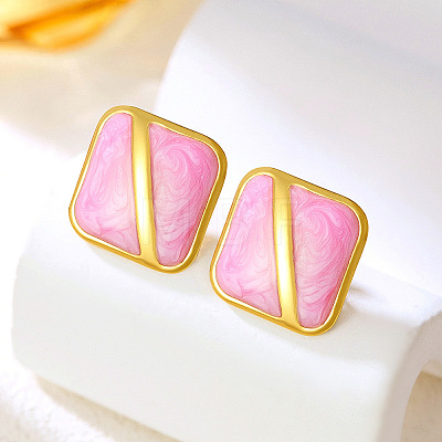 Brass Enamel Stud Earrings WGEF5F2-02-1