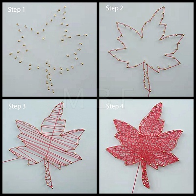 Maple Leaf Pattern DIY String Art Kit Sets DIY-F070-12-1