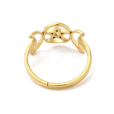Ion Plating(IP) 304 Stainless Steel Triple Moon Goddess Adjustable Ring RJEW-L107-025G-1