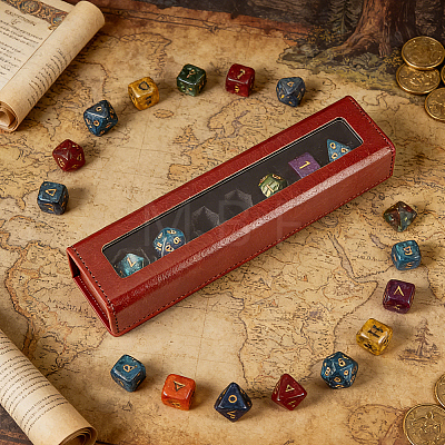 7-Slot Imitation Leather Dice Organizer Boxes with Magnetic Visible Window Lid ODIS-WH0079-105C-1
