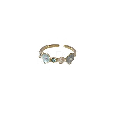 Alloy Enamel with Rhinestone Cuff Open Rings for Women FS-WGC14BE-01-1